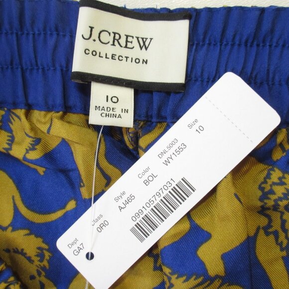 NWT J.Crew Collection Silk Twill Relaxed Pant in Bronze Olive Sleepy Lions 10 - Picture 3 of 5